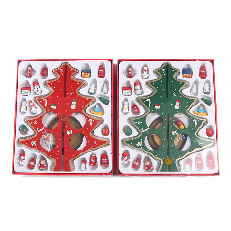 Wooden Christmas Tree 3D DIY Small Christmas Tree with Creative Miniature Ornaments Table Desk Decoration for Christmas Tree Decoration