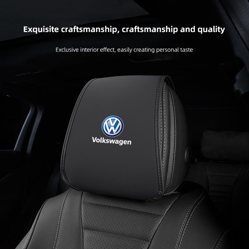 rsq1 Leather Car Headrest Cover Front Rear Seat Pillow Protective Set For VW Golf Polo Tiguan Touran Jetta Passat CC T5 GTI Caddy Eos