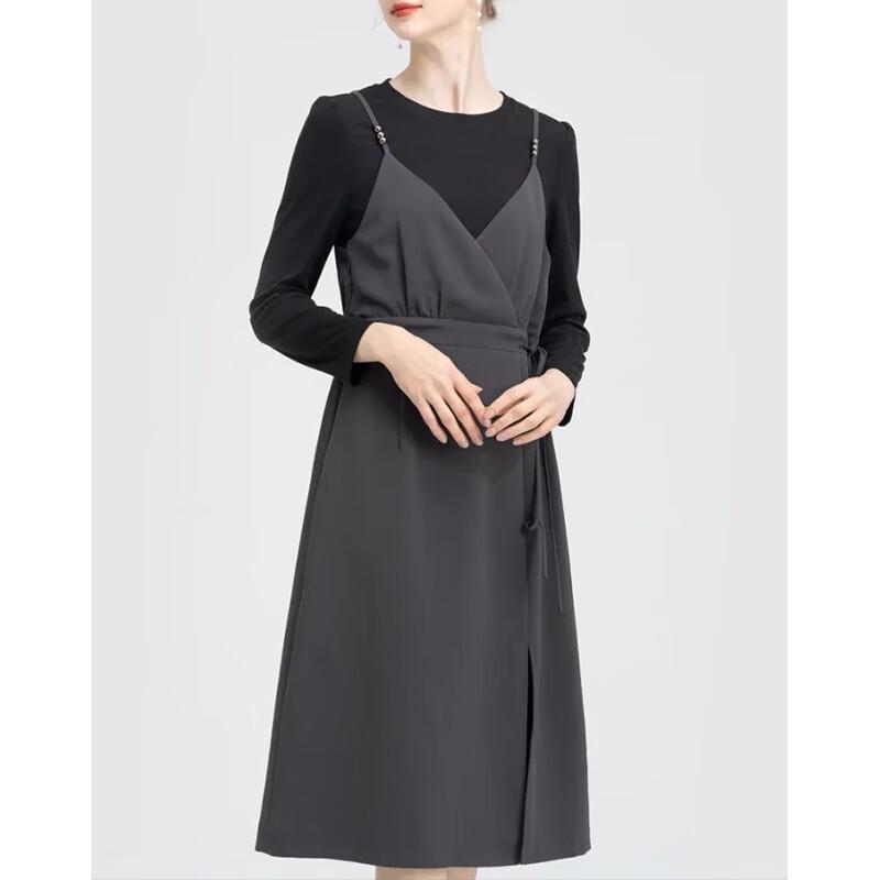 

Elegant Long Sleeve Midi Slit Dress 2XL
