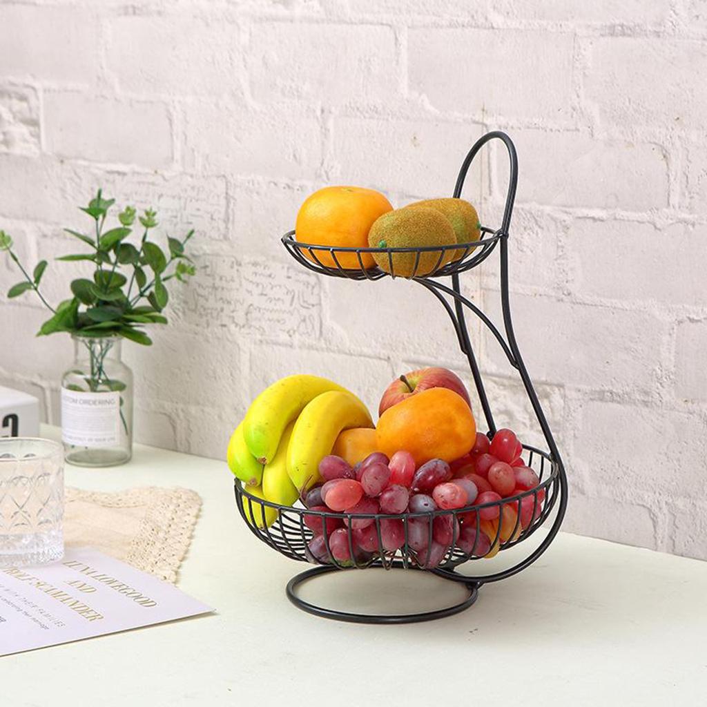 Decorative Fruit Basket Stand Metal Wire Bread Holder Rack Storage Kitchen