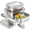 Edelstahl Bento Box Metall Lunchbox Lebensmittelbehälter mit verschließbaren Clips Lunch Snack Boxen für Arbeit, Schule