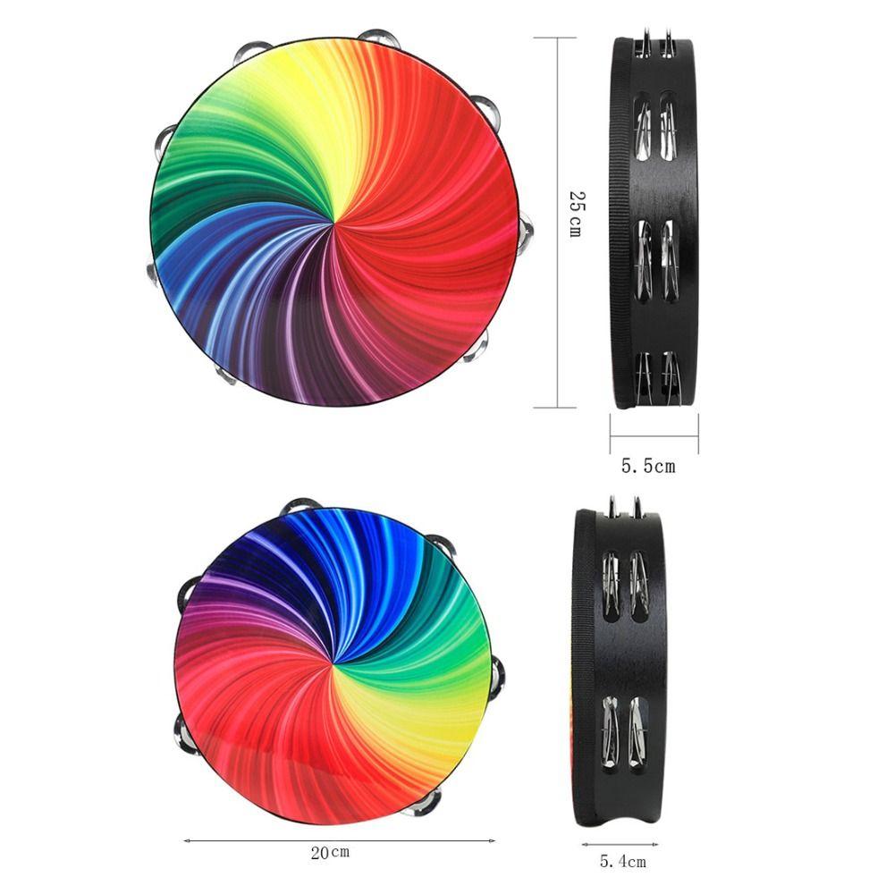 Dazzling Colour Hand Drum Double Row Jingles Kids Drum Musical Instrument Toy  Create