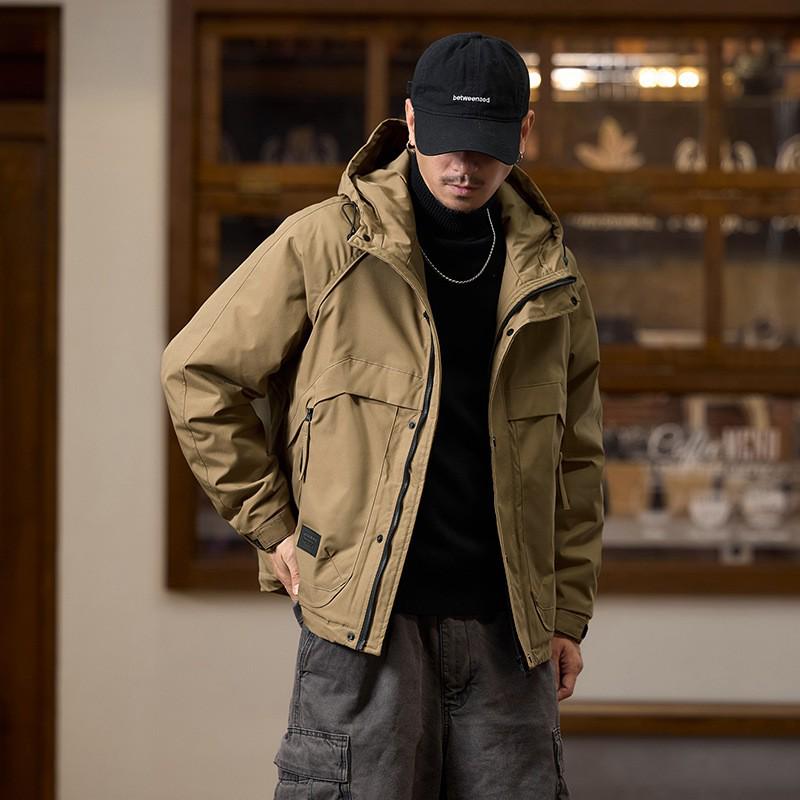

2025 Autumn/Winter American Style Hooded Cotton Jacket - Dark Red Retro, Thick & Warm Workwear M fits 100-120 lbs хакі