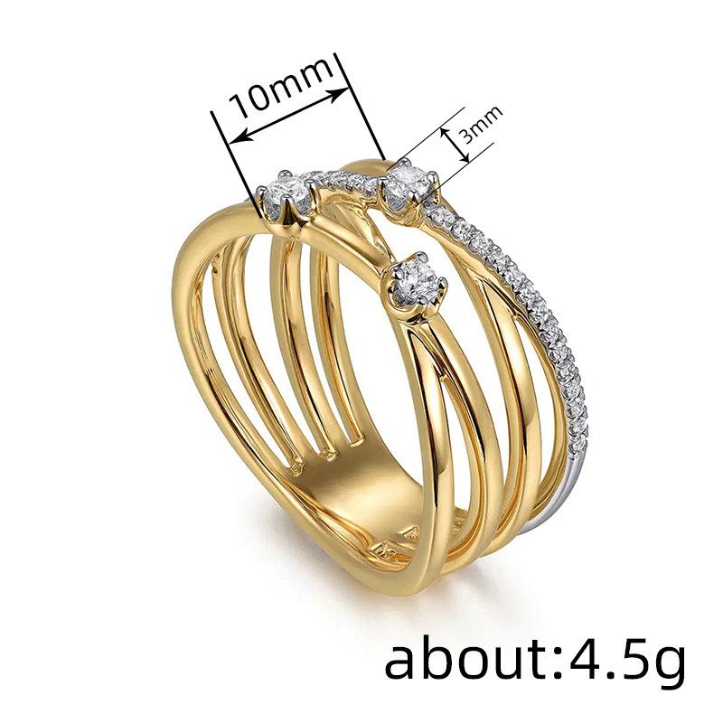 Cross Line Design Ring Women, Two-color Temperament Elegant Jewelry Xiaohongshu Hot-selling Models