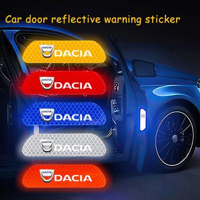 4Pcs Car Logo Sticker Door Reflective Mark Safety Warning For Dacia Duster Logan Spring Sandero Stepway Dokker Lodgy Jogger MCV