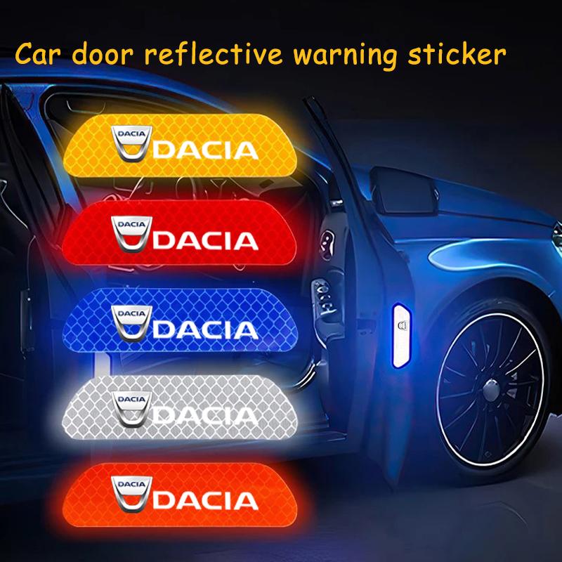 4Pcs Car Logo Sticker Door Reflective Mark Safety Warning For Dacia Duster Logan Spring Sandero Stepway Dokker Lodgy Jogger MCV