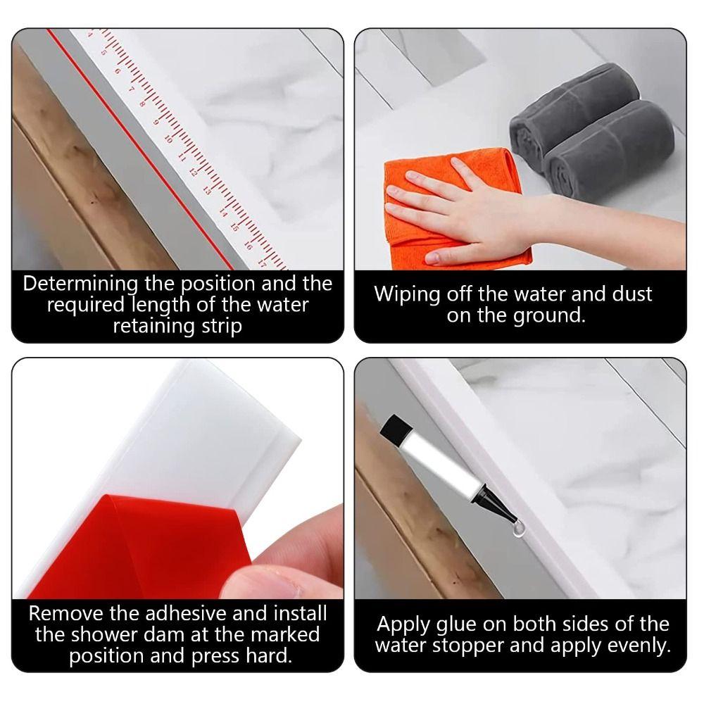 Silicone Door Dam Water Stopper Self-Adhesive Bendable Water Retaining Strip Dry and Wet Separation Cuttable