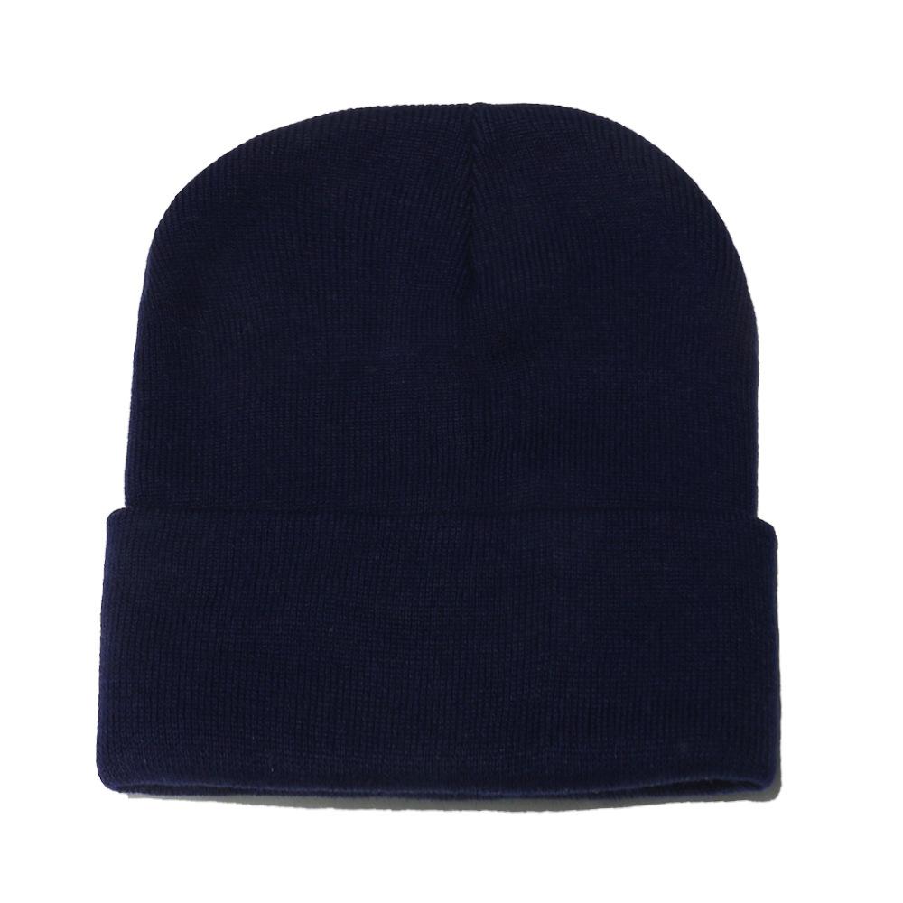 High Quality Solid Color Acrylic Wool Hat Outdoor Warm Cold Hat Monochrome Knitted Hat Pullover Hat for Men and Women