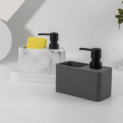 Dispensador de jabón de cocina con soporte para esponja: jabón de manos, loción y detergente.