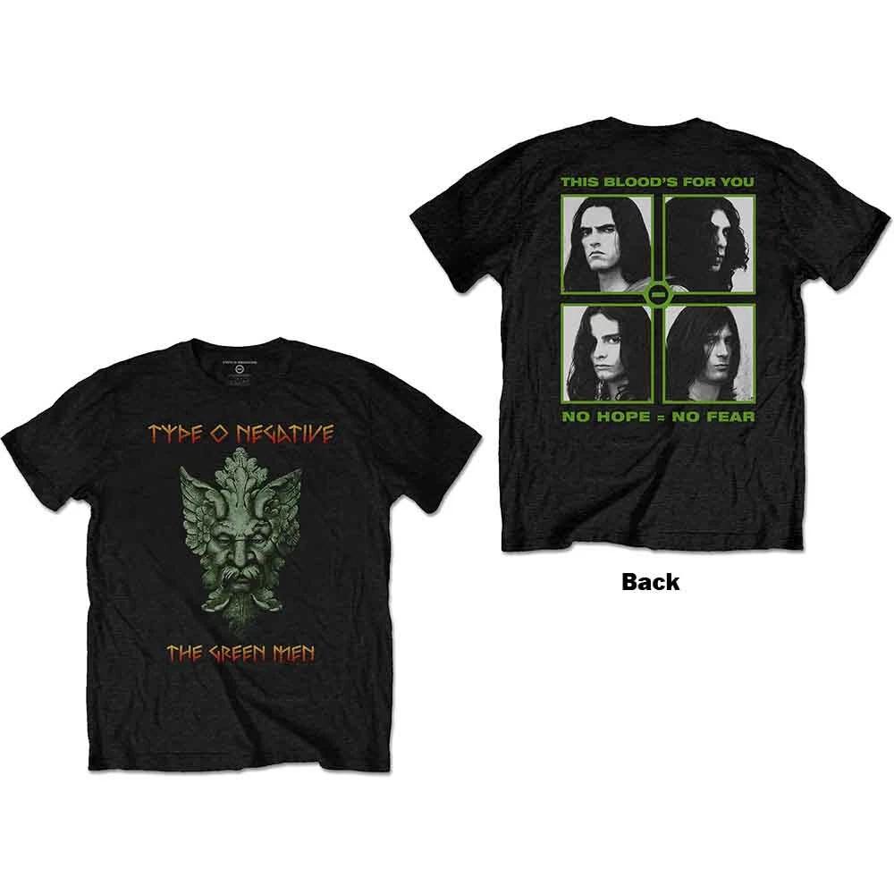 Type O Negative T Shirt Green Man Band Logo Official Mens Black XXL L