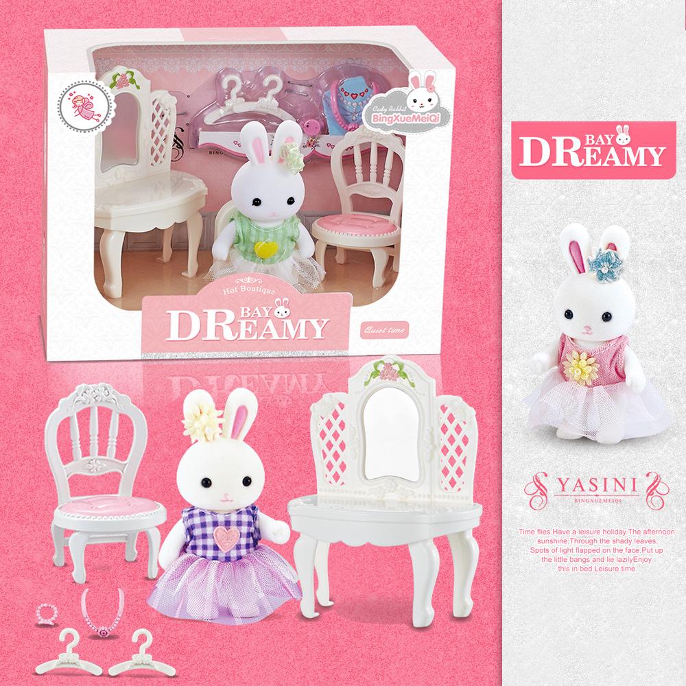 Mini Rabbit Playhouse Set: Role-Playing Furniture & Appliances for Kids 3-6