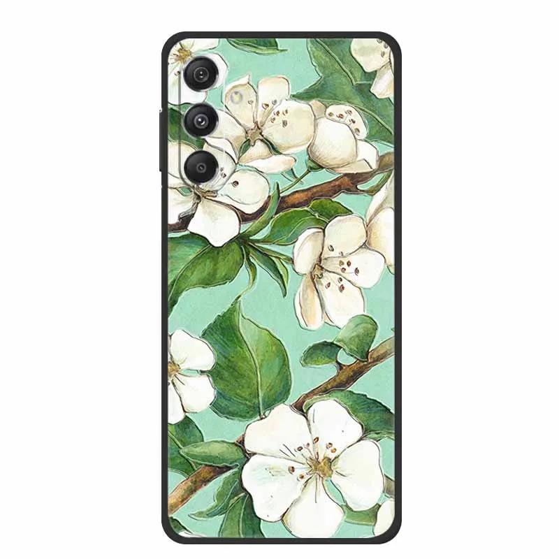 3D Emboss Case For Samsung Galaxy S25 FE Case Flowers Black Silicone Soft Back Cover For Samsung S25 Plus M36 Phone Case Shell