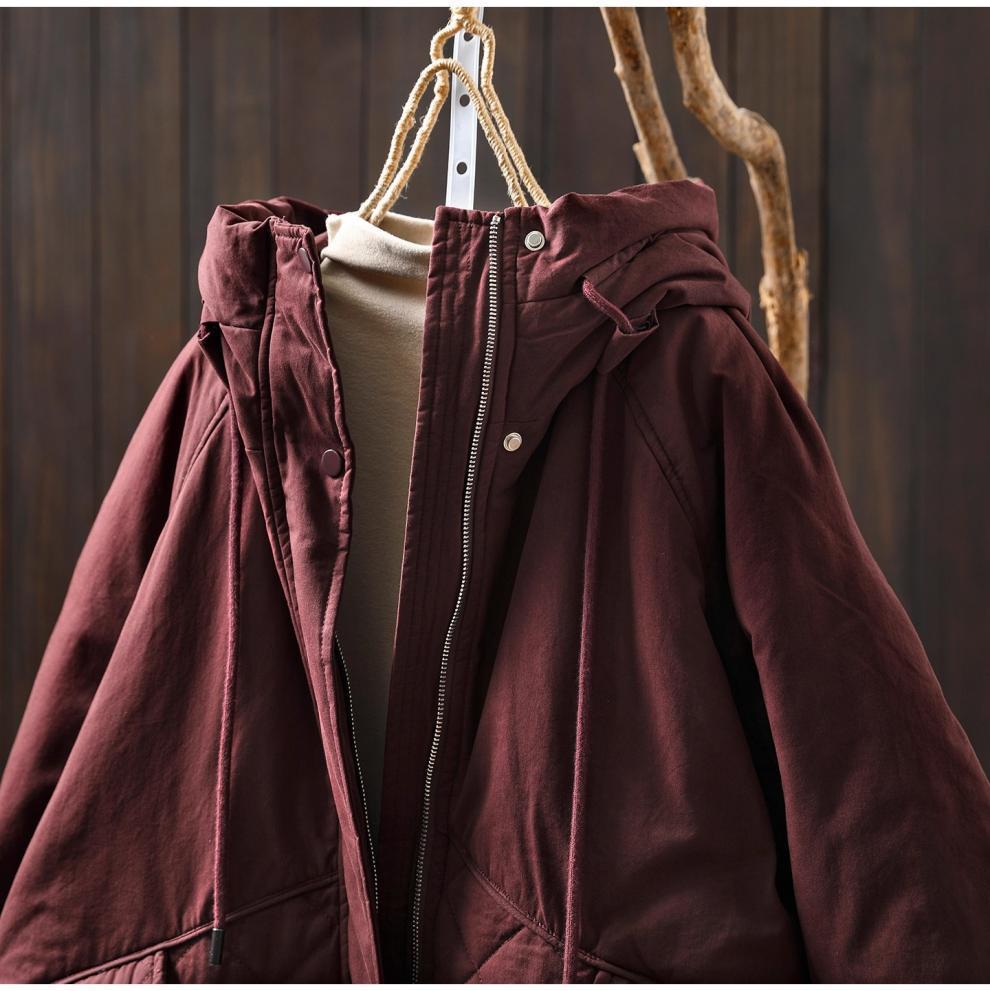 Plus Size Winter Quilted Hooded Jacket - Warm, Stylish, Loose Fit
