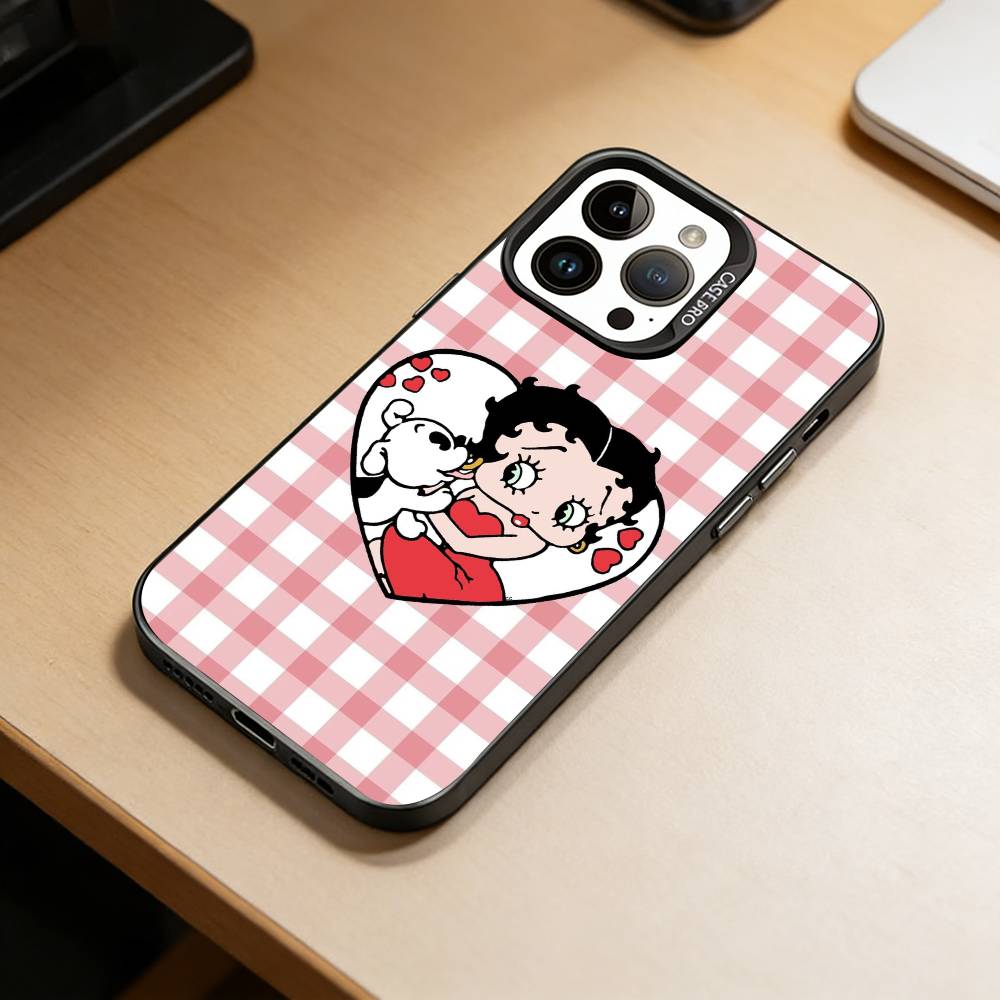 C-Cute-Betty Boop-P Phone Case For iPhone 17,16,15,14,13,12,11 Plus,Pro Max,XS,Colored Silver Plated Inside Cover