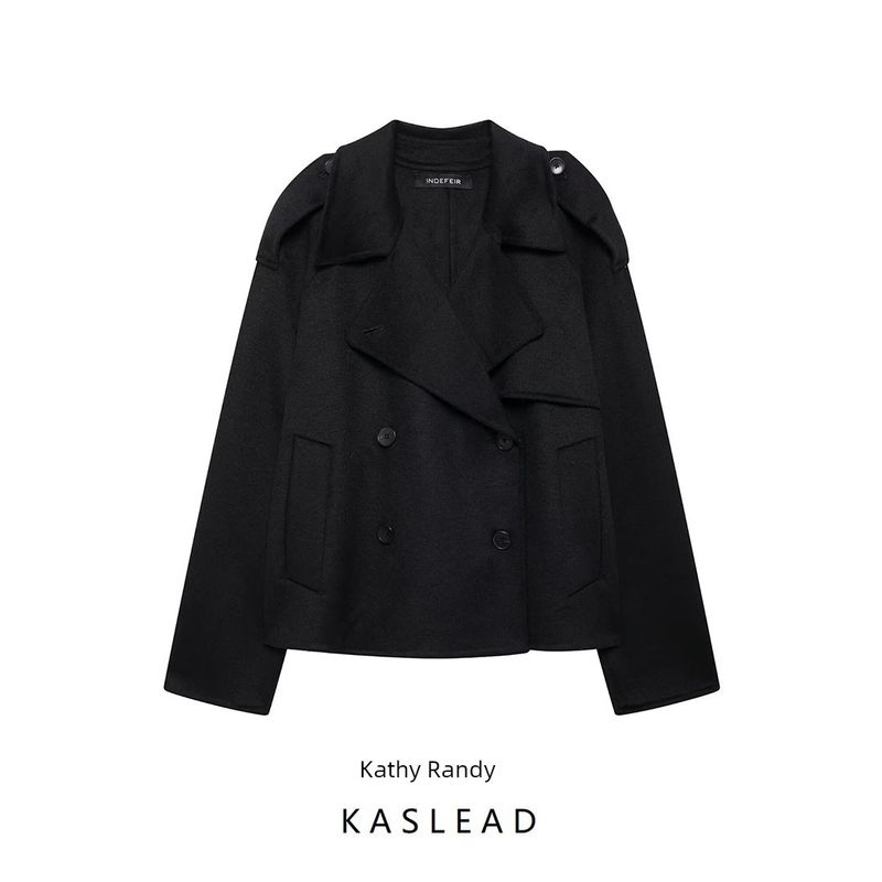 Kaslead New Arrival Women's Fashion Style Stylish Simple and Versatile Blended Short Coat Outwear 8491243