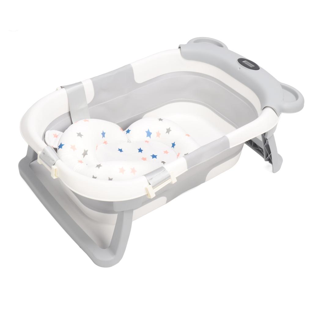 Collapsible Baby Bathtub Intelligent Real Time Temperature Sensing Double Folding Portable Travel