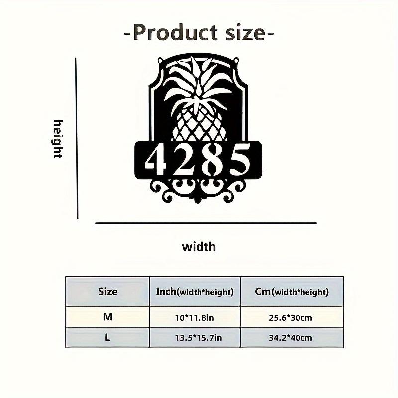 

Tropical Pineapple Address Plaque Beach House Wall Decor Rustic Outdoor Metal Sign M