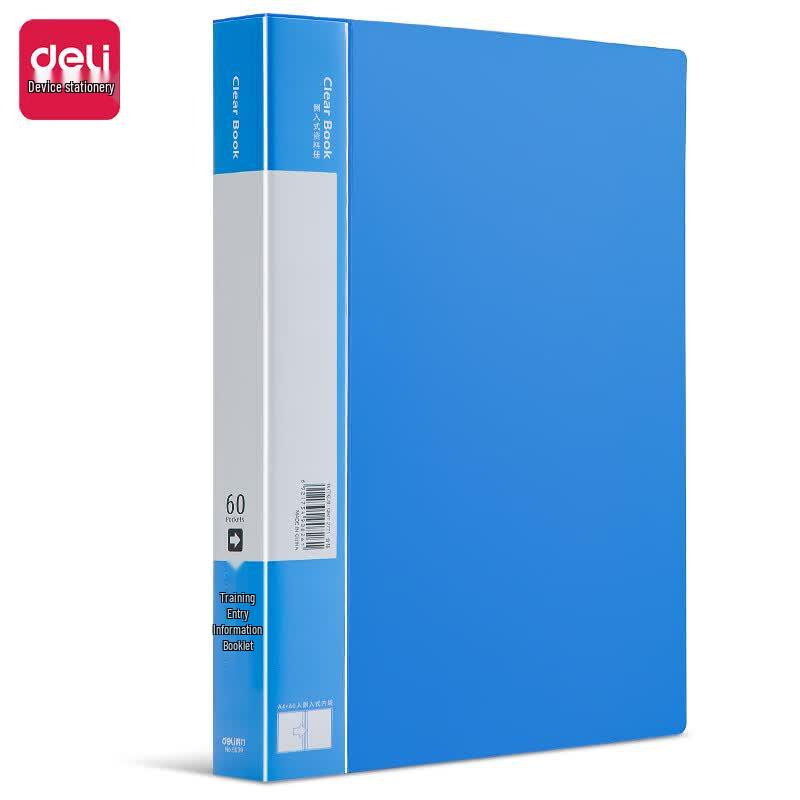 Deli 5039 A4 Side-Loading 60-Pocket Display Book синий