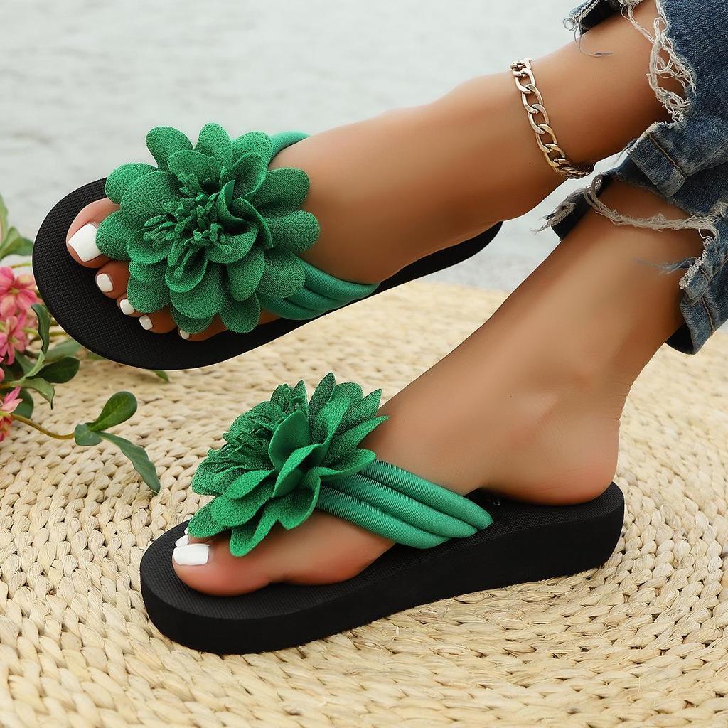 Plus Size Floral Toe-Post Flip-Flops: Unisex Summer Sandals