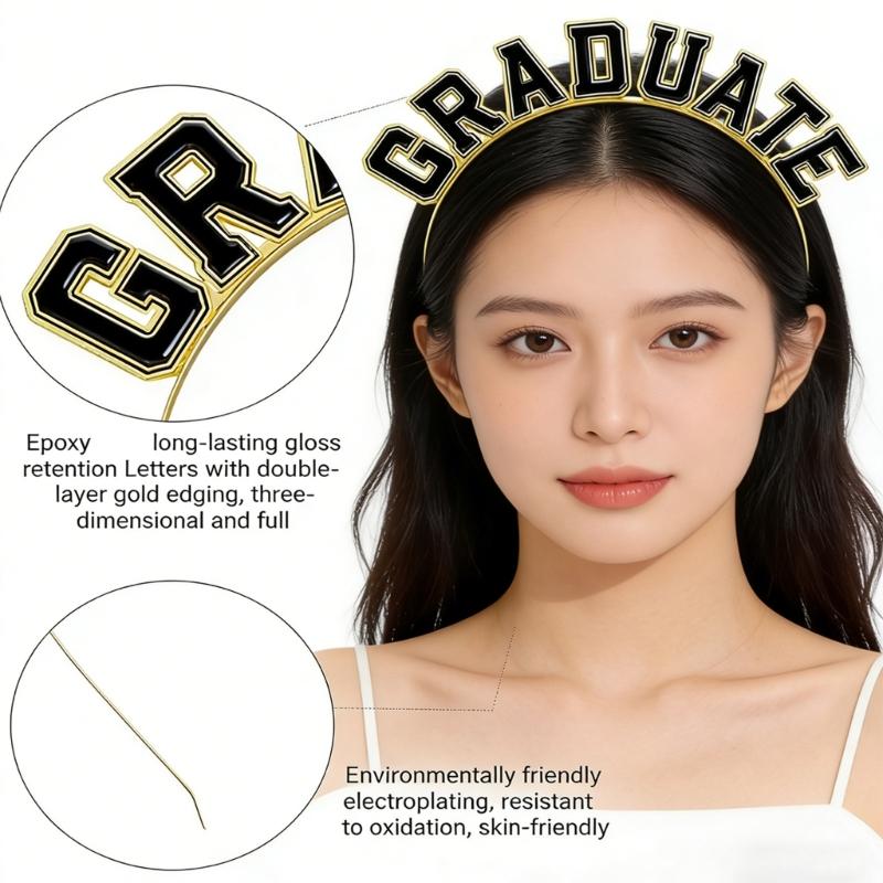 Graduation Hairband And Sash Set With Foil Lettering For Commencement Ceremony Celebration Party Photography Props
