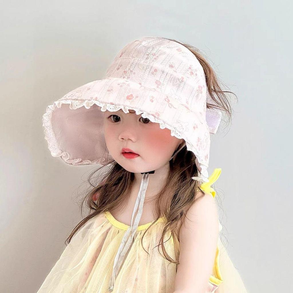 Children's UV Protection Summer Sun Hat - Sweet Princess Wide Brim Visor for Baby Girls