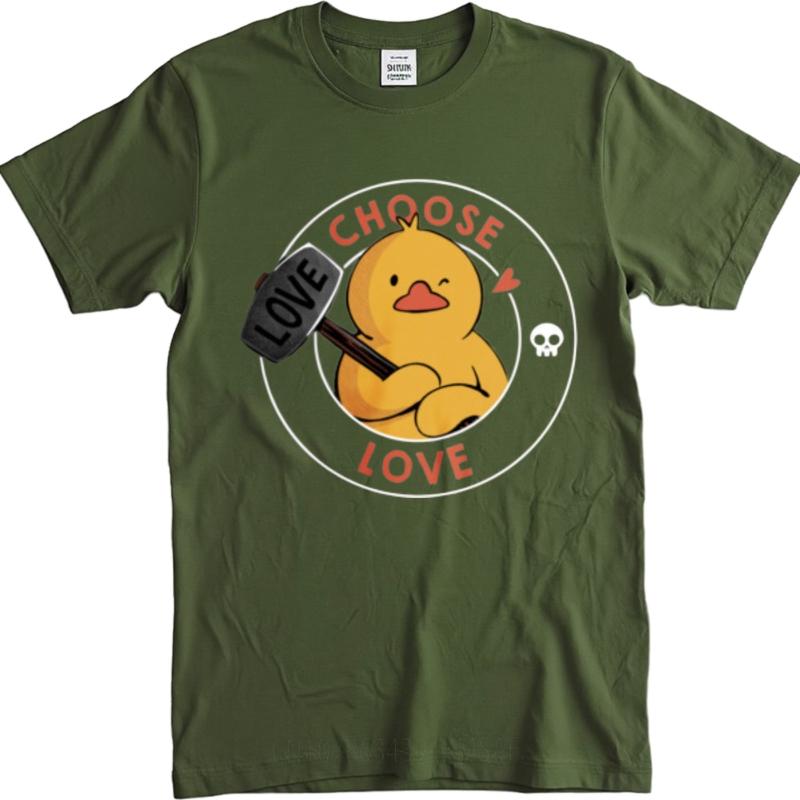 Printed Unisex Crew Neck t shirt unisex Choose Love Duck With Hammer And Skull Trendy Teenagerss male tshirt brand