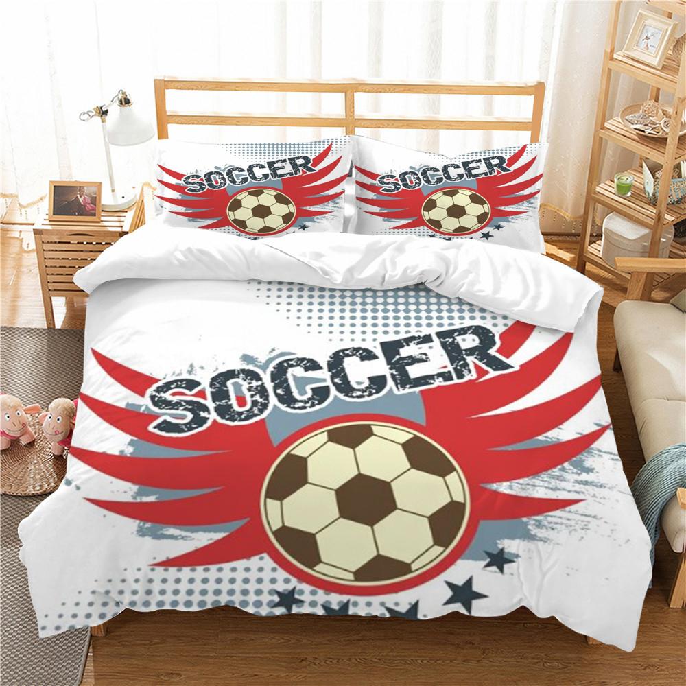 Bed Set Football Quilt Cover 3D Printing Beding Cover Suit Soccer Home Bedclothes with Pillowcase Soft Duvet Cover