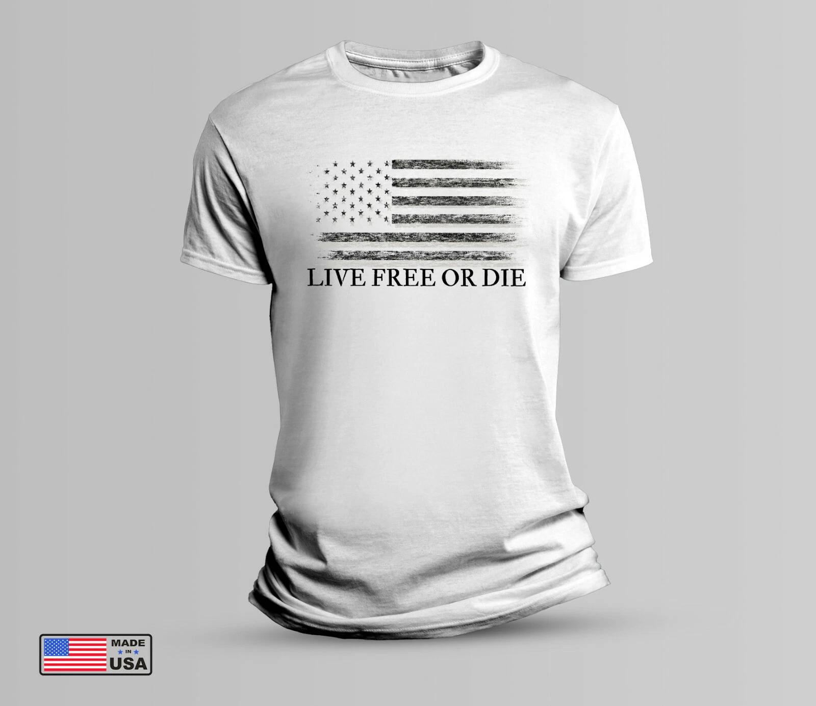 Faded USA Flag Short-Sleeve Unisex T-Shirt White Live Free or Die Distressed S