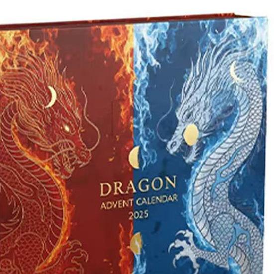 Dračí tématický adventní kalendář 2025 24 dní Akrylová ozdoba s překvapením Miniatury Vánoční odpočítávací dekorace na stromek a sváteční výzdobu