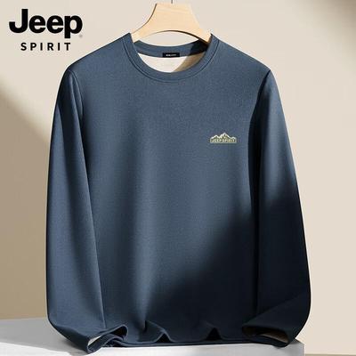 JEEP SPIRIT Men's Fleece-Lined Round Neck Pullover Sweater