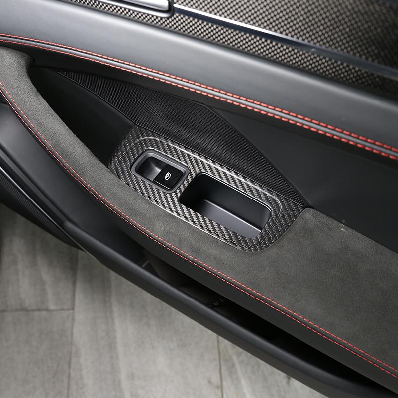 Real Carbon Fiber For Porsche Panamera 971 2017-2023 Car Door And Window Lift Switch Decorative Frame Protective Accessories