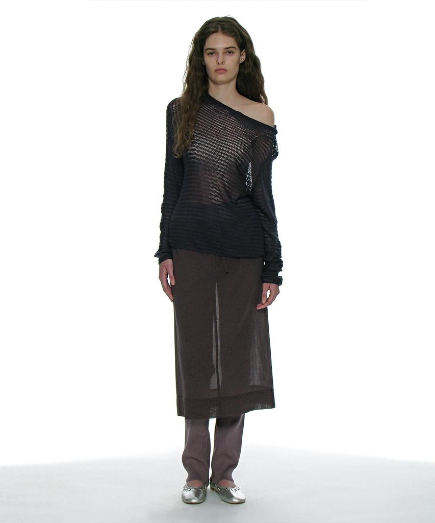 Partimento Woman Sheer Midi Skirt_Charcoal