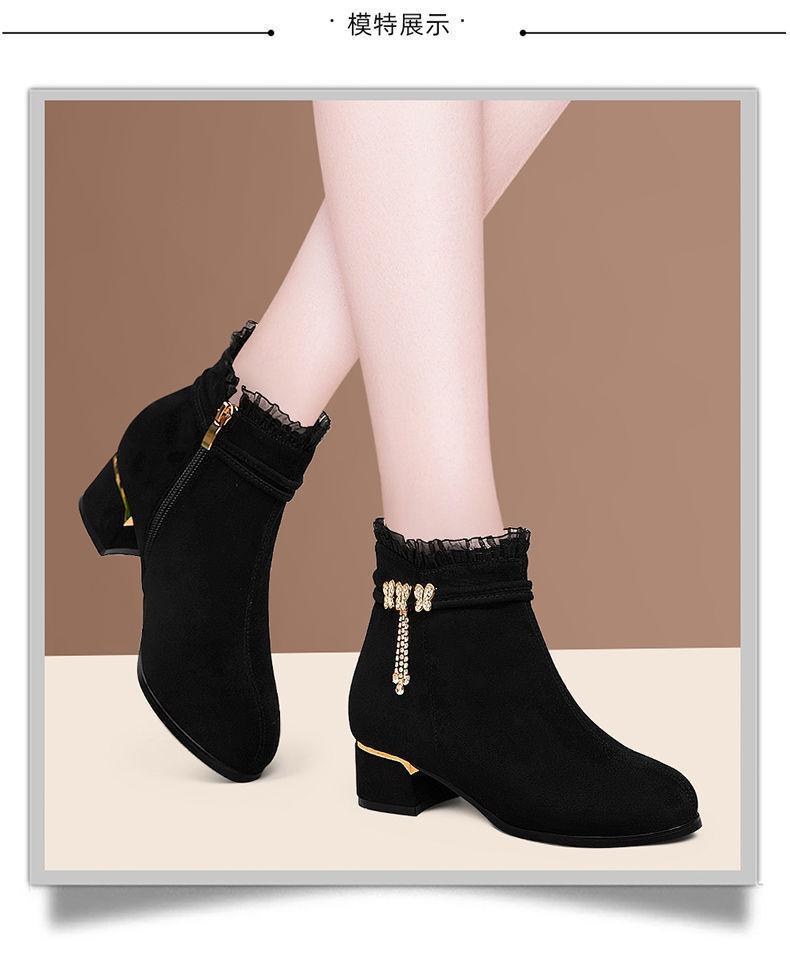 Fashion Women's Short Boots Thickened Fleece-lined High-top Cotton Shoes Versatile Medium Arch Soft Sole Snow Boots for Autumn/winter
