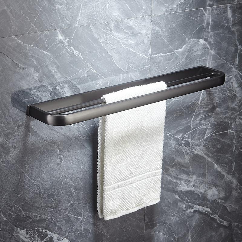 All copper gun gray bathroom towel rack, bath towel rack, light luxury bathroom rack, bathroom hardware pendant set.
