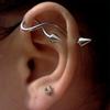 1pc Stainless Steel 16G Industrial S-Shaped Piercing Earring Stud Punk External Thread Ear Bridge Jewelry for Daily Party