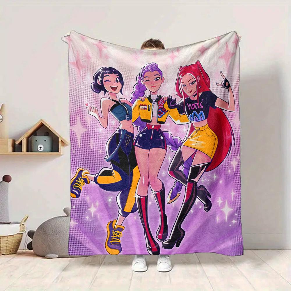1pc Huntrix Flannel Blanket [Cozy Throw Blanket] For Sofa, Bed, Travel, Camping, Livingroom, Office, Couch, Chair, And Bed