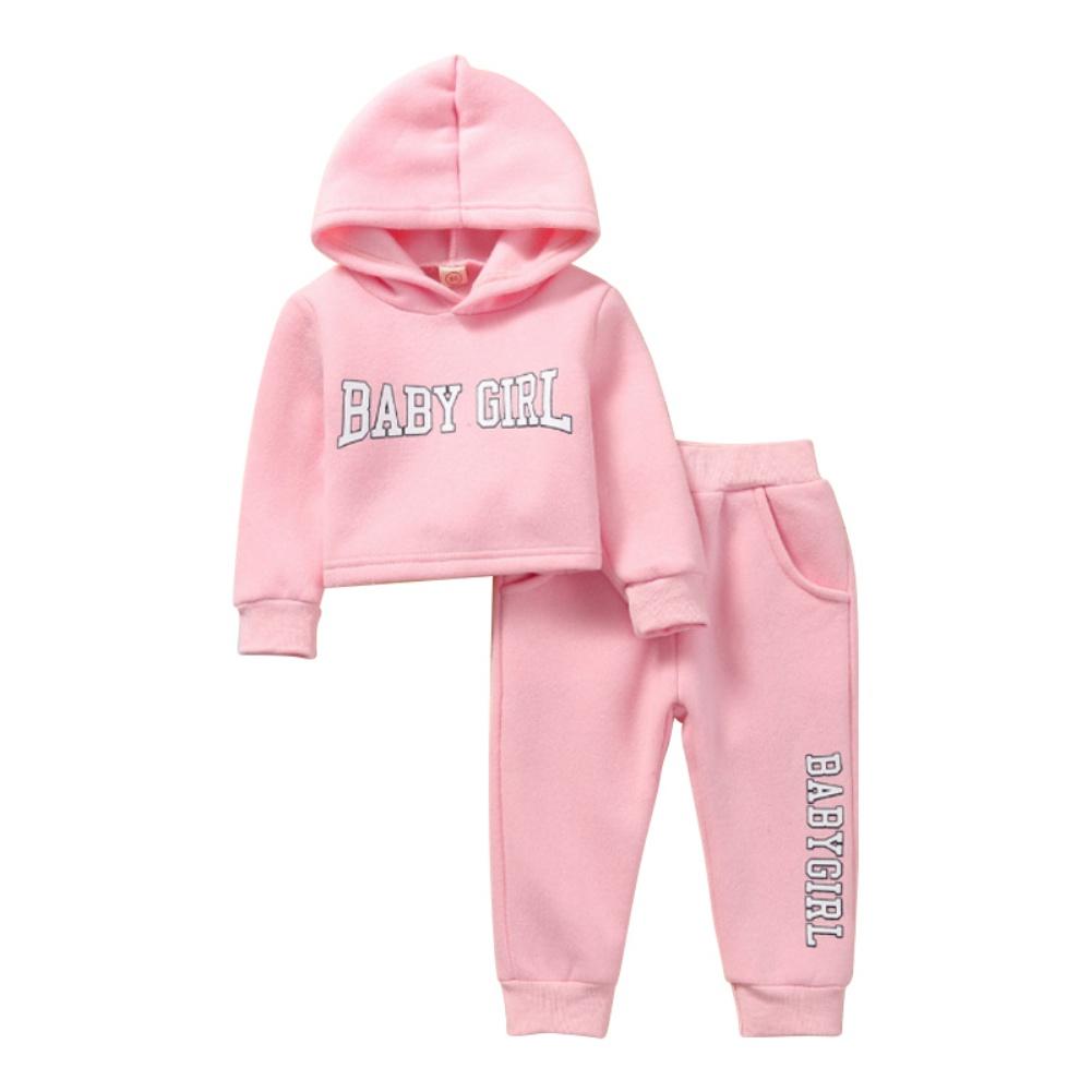 

Комплект толстовок для малышей с буквенным принтом, топ и штаны с капюшоном, 2 предмета, повседневные удобные 92