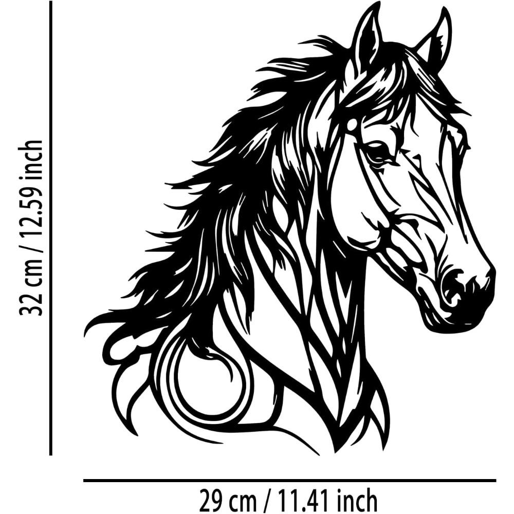 Horse Head Metal Wall Art, Black Farmhouse Decor for Living Room Bedroom Office Outdoor