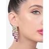 Purple Cluster Beads Embellished Kundan Traditional Drop Earring For Women