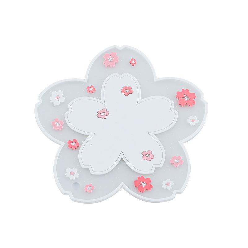 Cherry Blossom Non-slip Heat-resistant Rubber Placemat & Cup Coaster Set