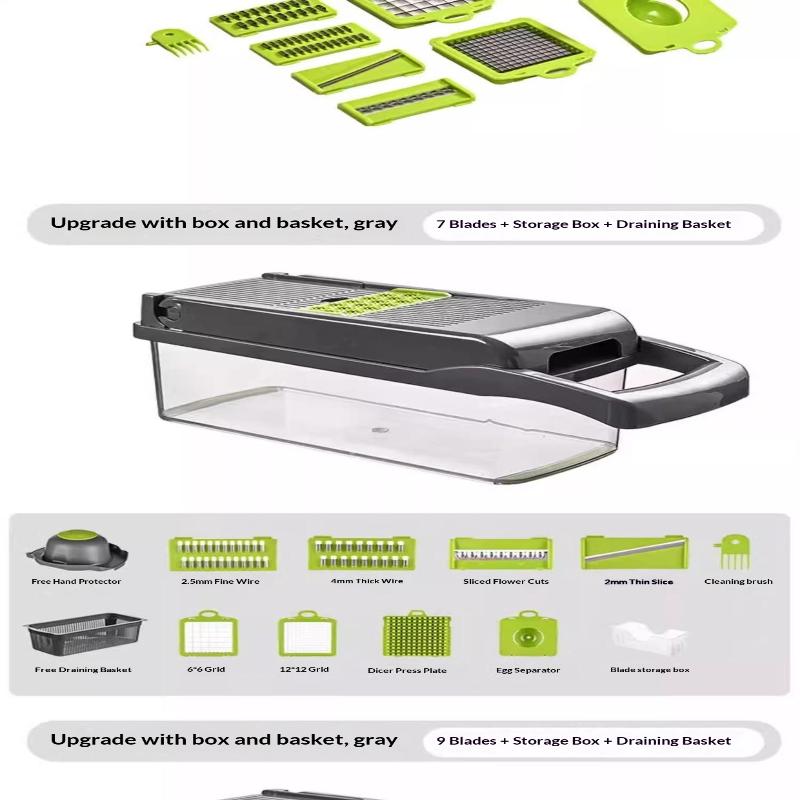 11/14/16 Pcs Multifunctional Vegetable Chopper Slicer Dicer With Interchangeable Blades For Home Kitchen Daily Cooking Meal Prep