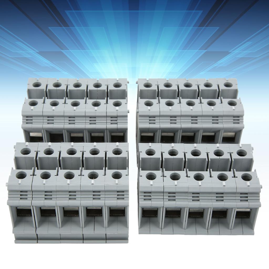 20pcs Terminal Block Rail Type 125A 800V Powerful Conductivity Ground Terminals for Electrical Wire
