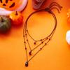 Minimalistyczny Naszyjnik Halloweenowy Vintage Czarny Kryształ Kropla Krwi Frędzle Wielowarstwowa Gotycka Biżuteria Dla Kobiet Mężczyzn Elegancki Prezent na Imprezę