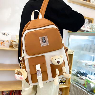 New Schoolbag In College Student Schoolbag Cartoon Bear Doll Girl Backpack Cute Casual Backpack Female