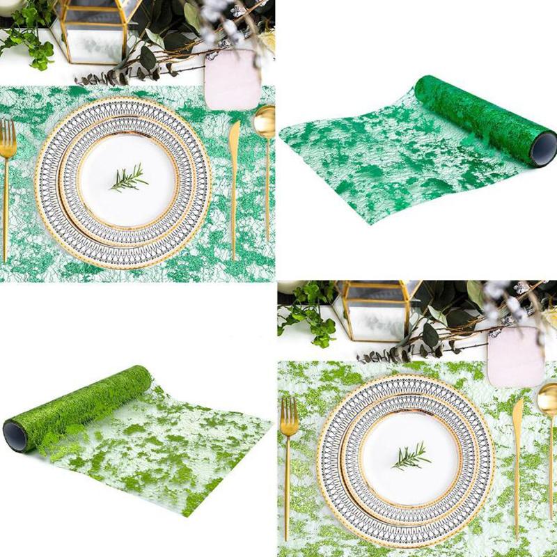 5 yardů třpytivý zlatý běhoun na stůl Horká ražba třpytivá bronzová fólie Síťovaný role Ubrousek na stůl Sprcha pro miminko Párty Svatba Vánoční dekor