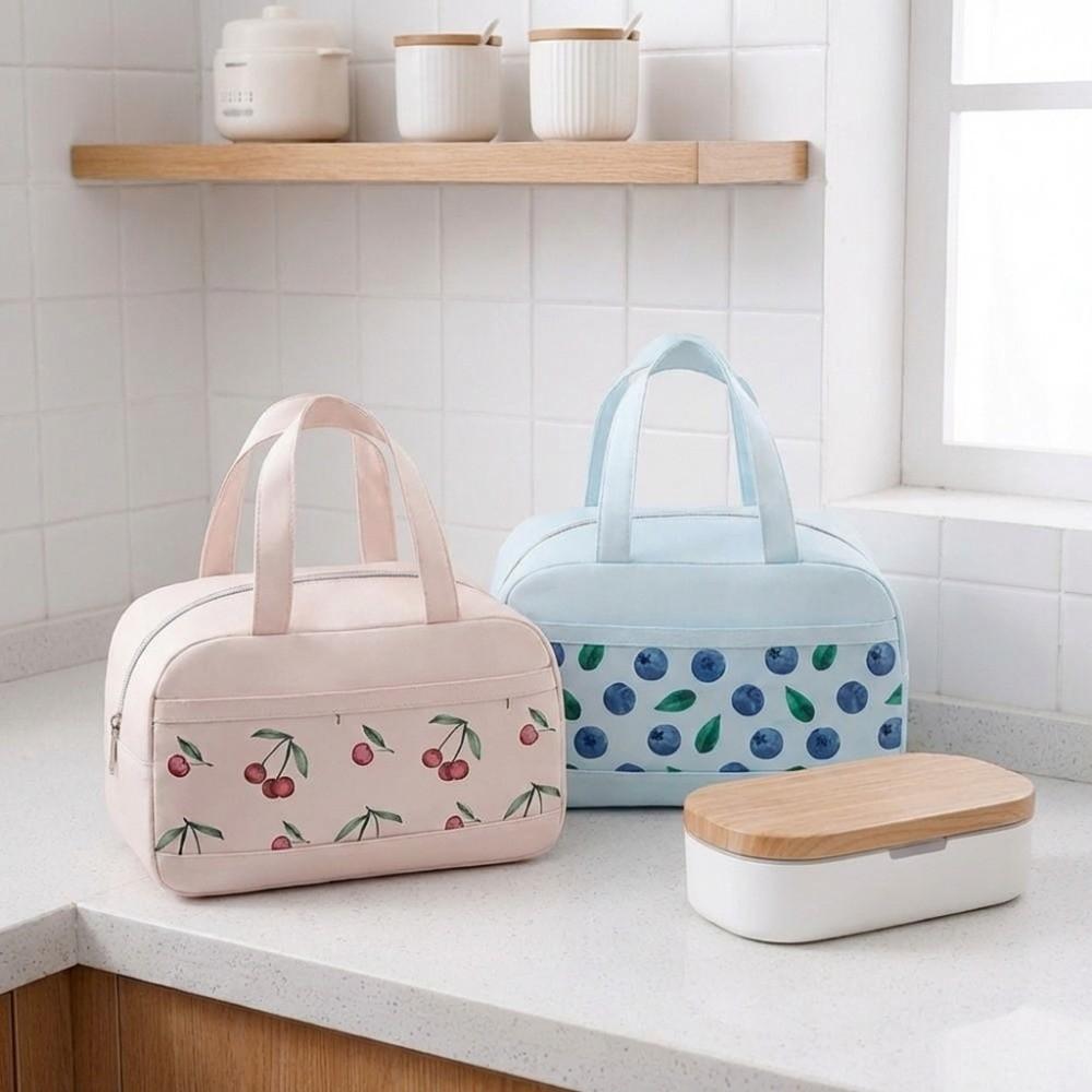 Aluminium Foil Fruit Printed Lunch Bag Leak-Proof Food Storage Pouch Insulated Cooler Bag  School