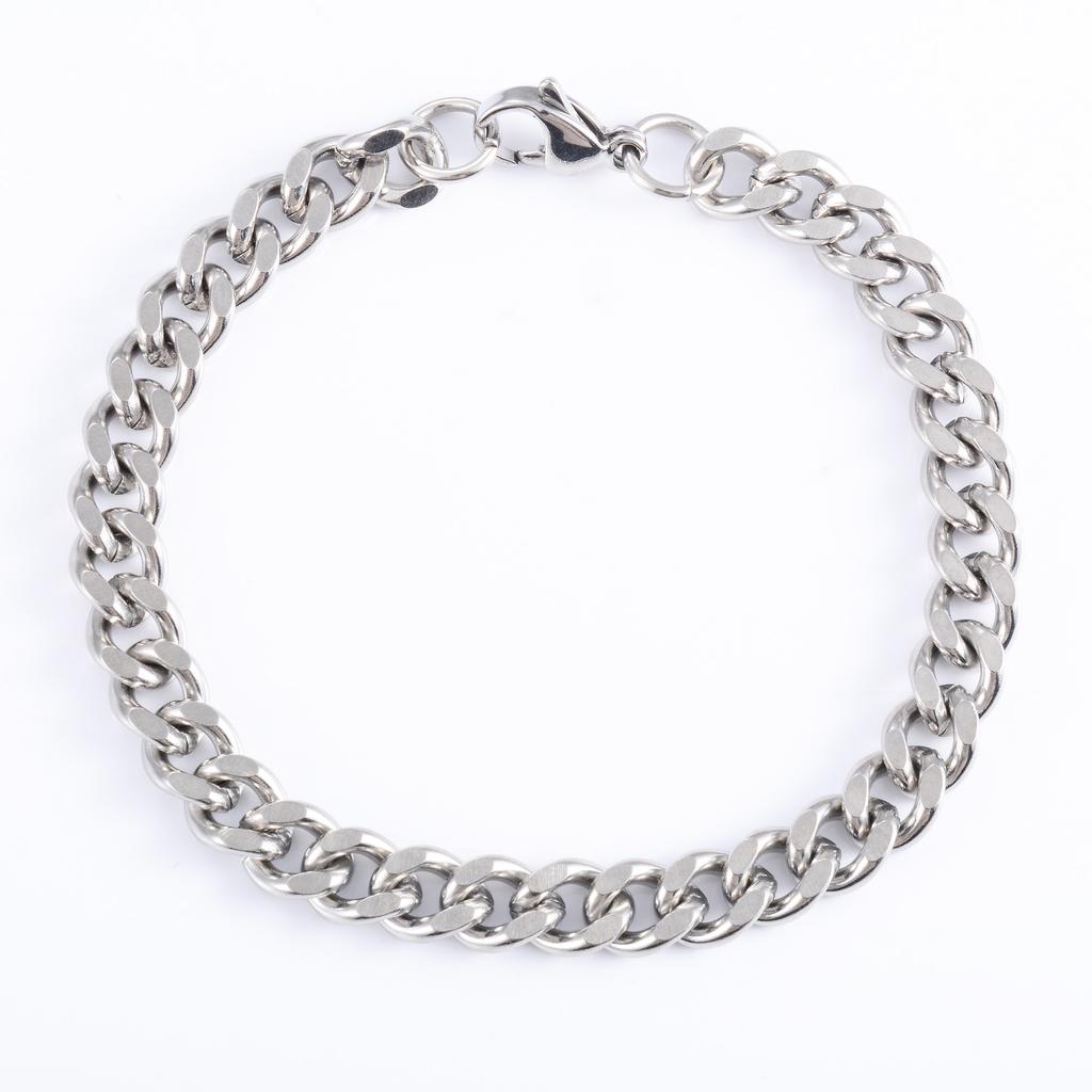 Men's Chunky Stainless Steel Miami Cuban Chain Bracelet Punk Wristband Silver Color Bangle Jewelry Accessory for Foot Hand Chain