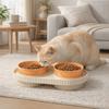 Non-slip Cat Double Bowl Leak-proof Dog Water Food Bowl Anti Splash Cat Drinking Bowl  Indoor