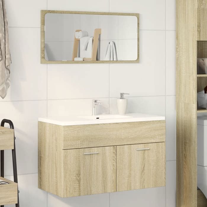 VidaXL Bathroom Vanity Unit Sonoma Oak Engineered Wood, Bathroom Vanity Cabinet, Bathroom Furniture 856213