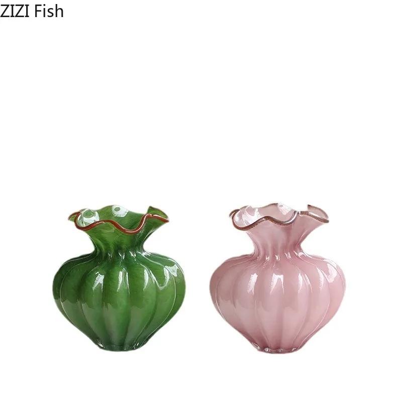 Floral Bud Glass Vase Hydroponics Plant Pot Table Decoration Flowers Arrangement Artificial Flower Vases Room Aesthetic Decor
